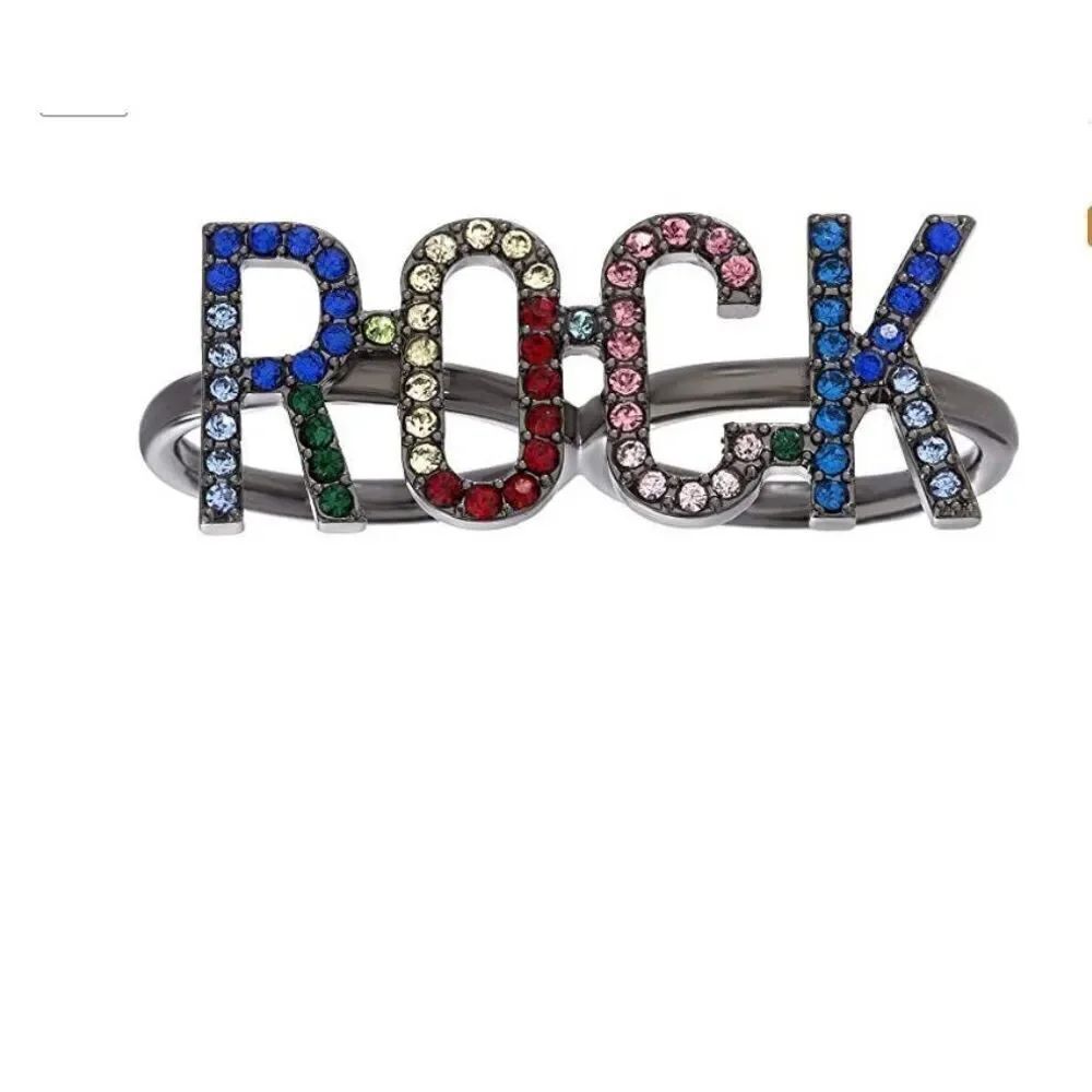Steve Madden Rainbow Rock Ring Duo~New